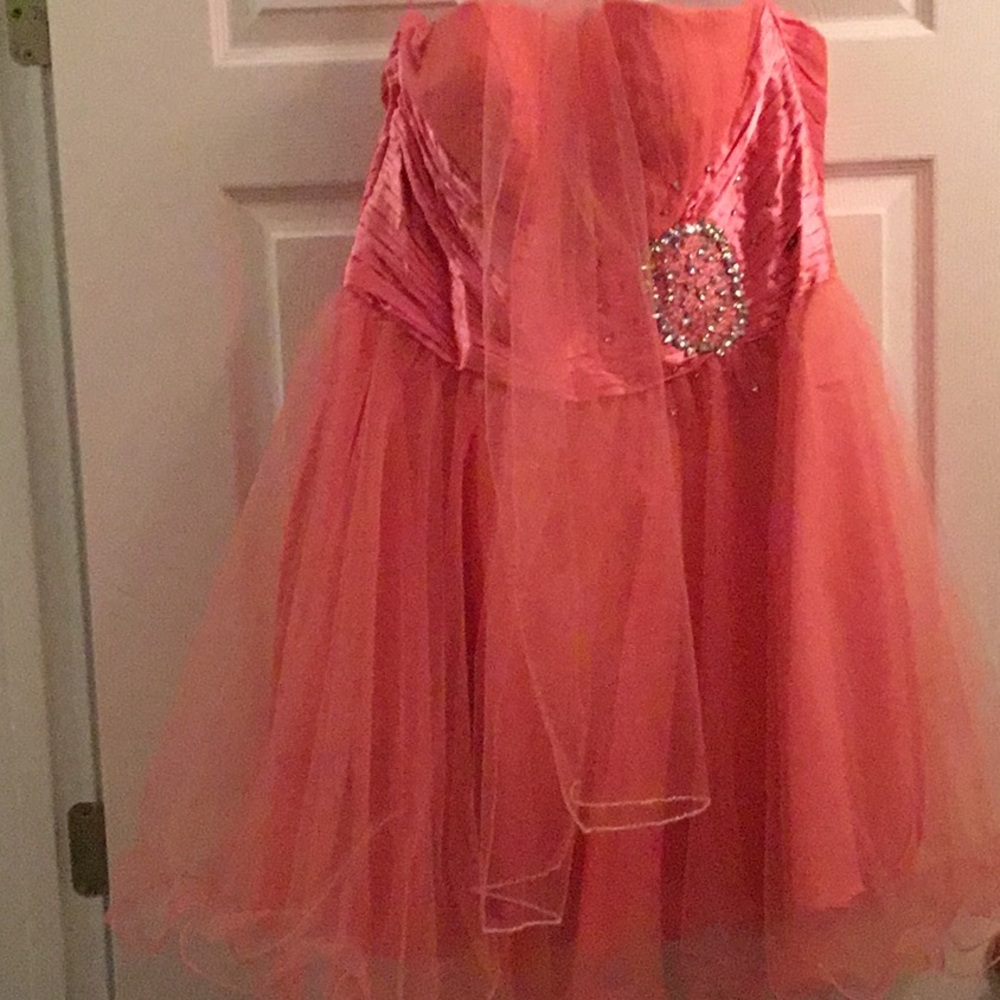 Gorg...Pink Party Dress with Rhinestones and Tulle overlay...🎊🎊Shawl